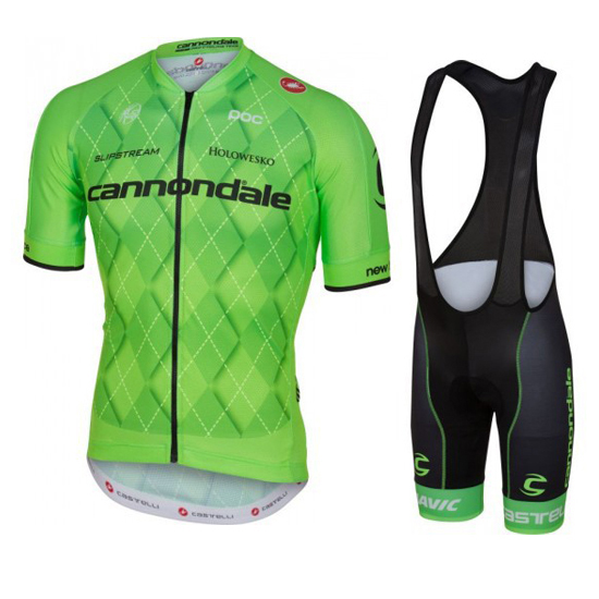 2016 Maillot Cannondale Tirantes Mangas Cortas Negro Y verde